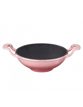 Döküm Mini Wok Yekpare Kulplu - Pembe